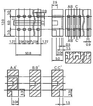 二段連結タイプLED用スペーサーLWR-1 寸法図
