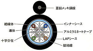 NSGDT6-LAP-SS | 日本製線 | 支持線付屋外用LANケーブル | 100m NSGDT6-LAP-SS | 日本製線 | 支持線付屋外用LANケーブル | 100m